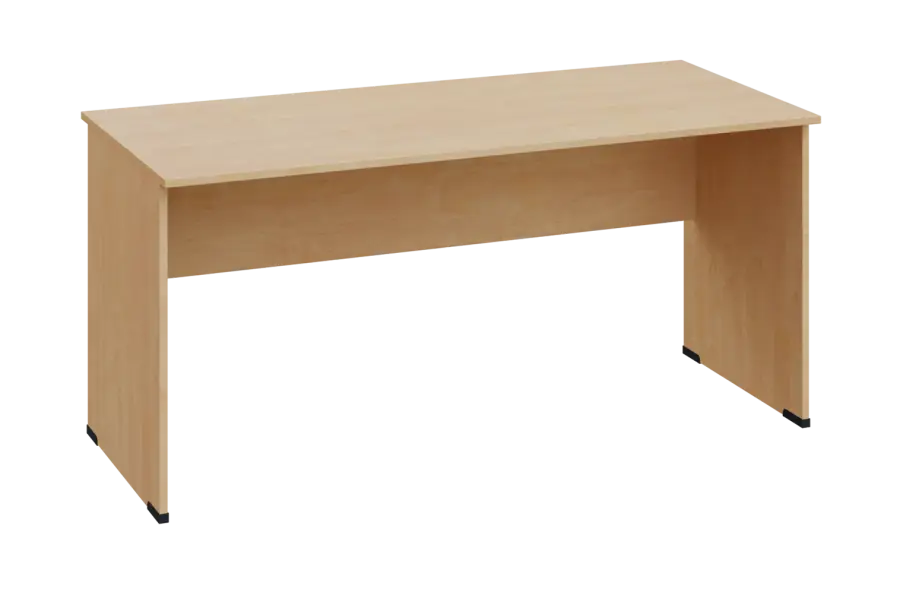 EPL 27 - 16 stůl kancelářský, dřevěná podnož, deska 25 mm, široký 1600 mm, bříza světlá